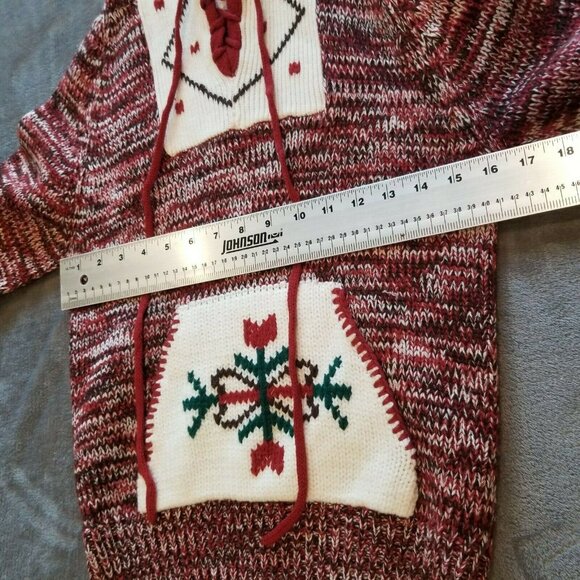 Vintage A Fashion Import Womens Medium Maroon Hooded Knit Pullover Sweater Boho - Picture 5 of 5
